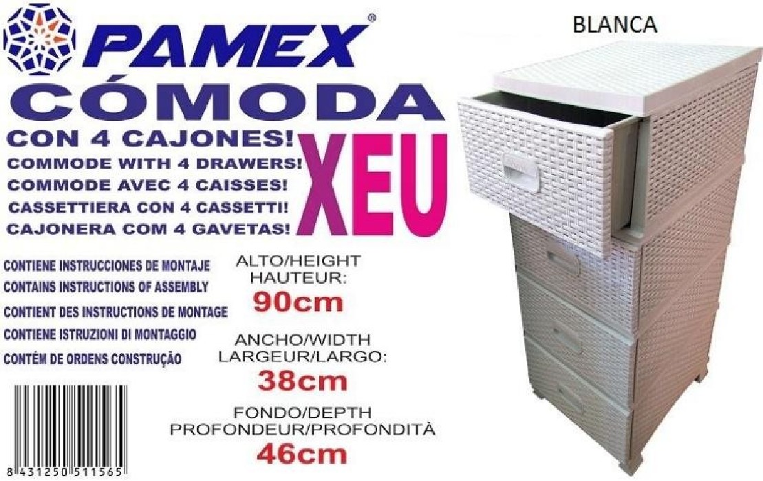 COMODA 4 CAJONES XEU BCA.