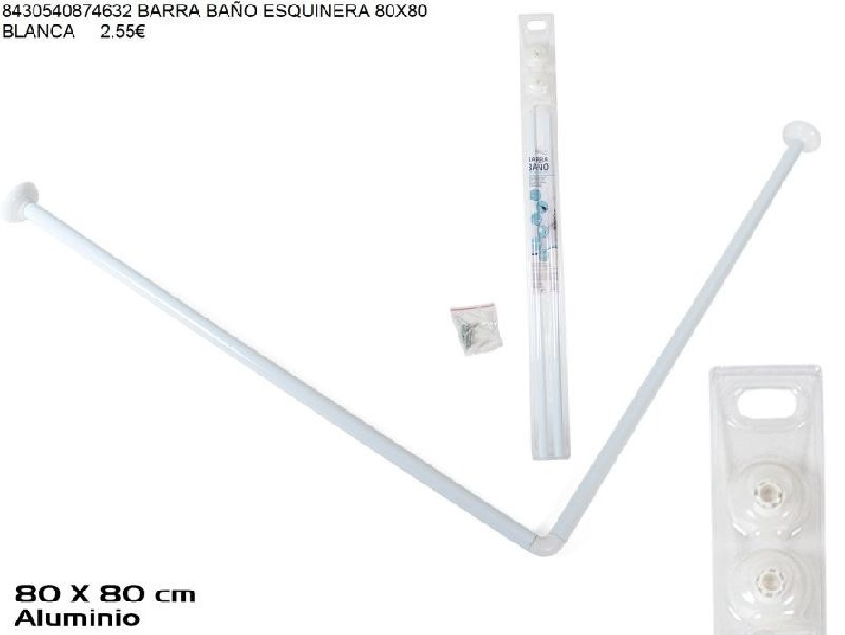 BARRA BAÑO ESQUINERA 80X80 BCA