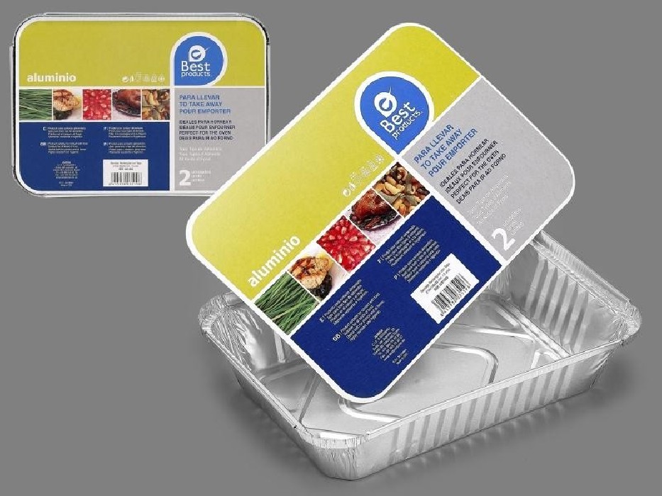 BANDEJA ALUMINIOX2 RECT.C/TAPA...