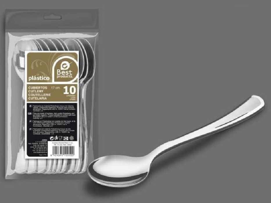 CUCHARAX10 PLATA REUTILIZ.17cm 10052