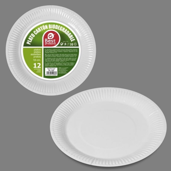 PLATO CARTON BCO.X12 BIODEG.18CM 10586