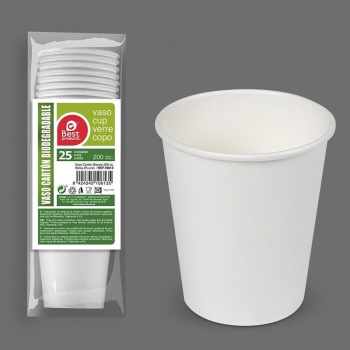 VASO CARTON BCO.X25 200CC 10613