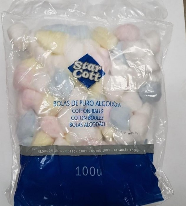 BOLAS ALGODON COLORES 100un. 307744