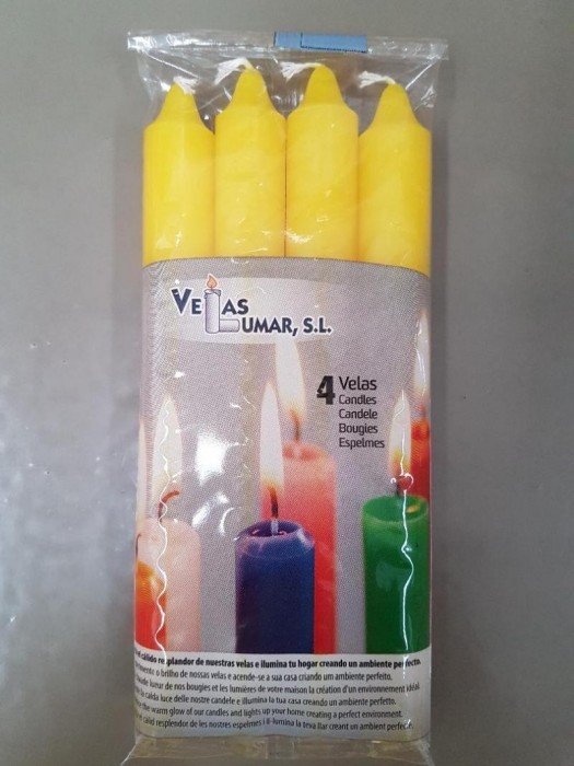 PACK 4 VELAS CILIND.AMARILLO 211804