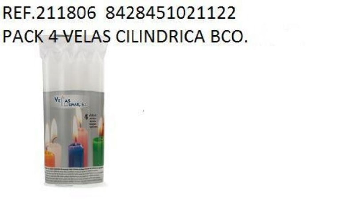 PACK 4 VELAS CILIN BCO. 211806