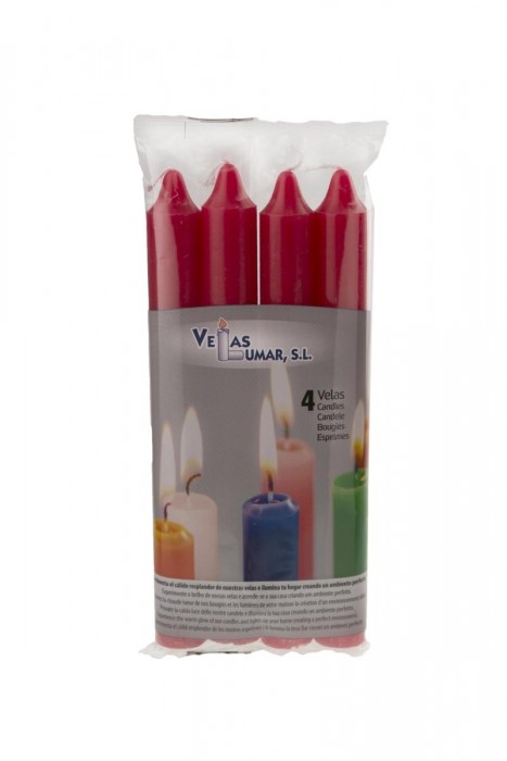 PACK 4 VELAS CILIND.ROJO  211800