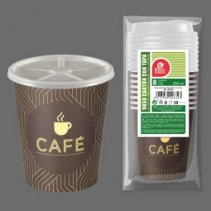 VASO CARTONX8+TAPA 250cc 263200