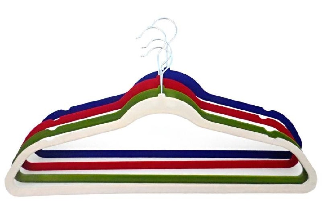 PERCHA TERCIOPELO APEIRON SET 4 C.PASTEL