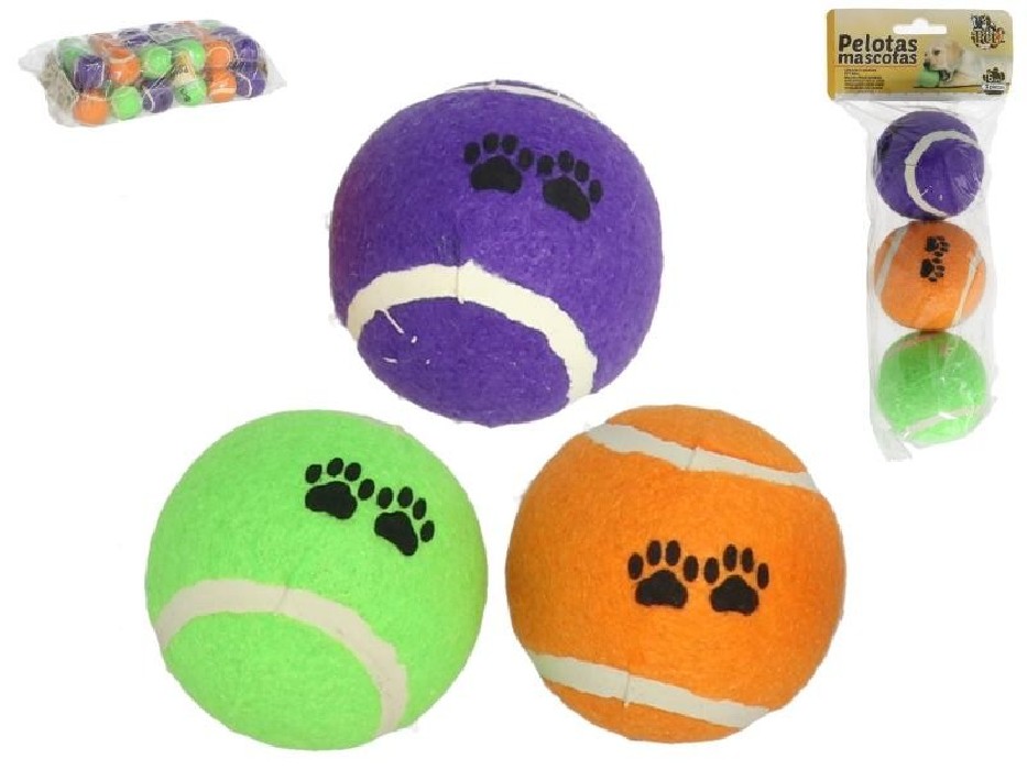 SET 3 PELOTAS MASCOTAS 6CM
