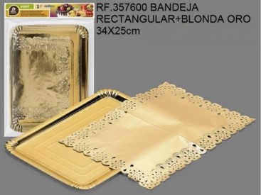 BANDEJA RECTANG.+BLONDA ORO...