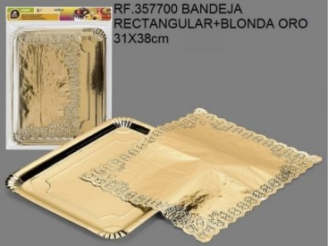 BANDEJA RECTANG.+BLONDA ORO...