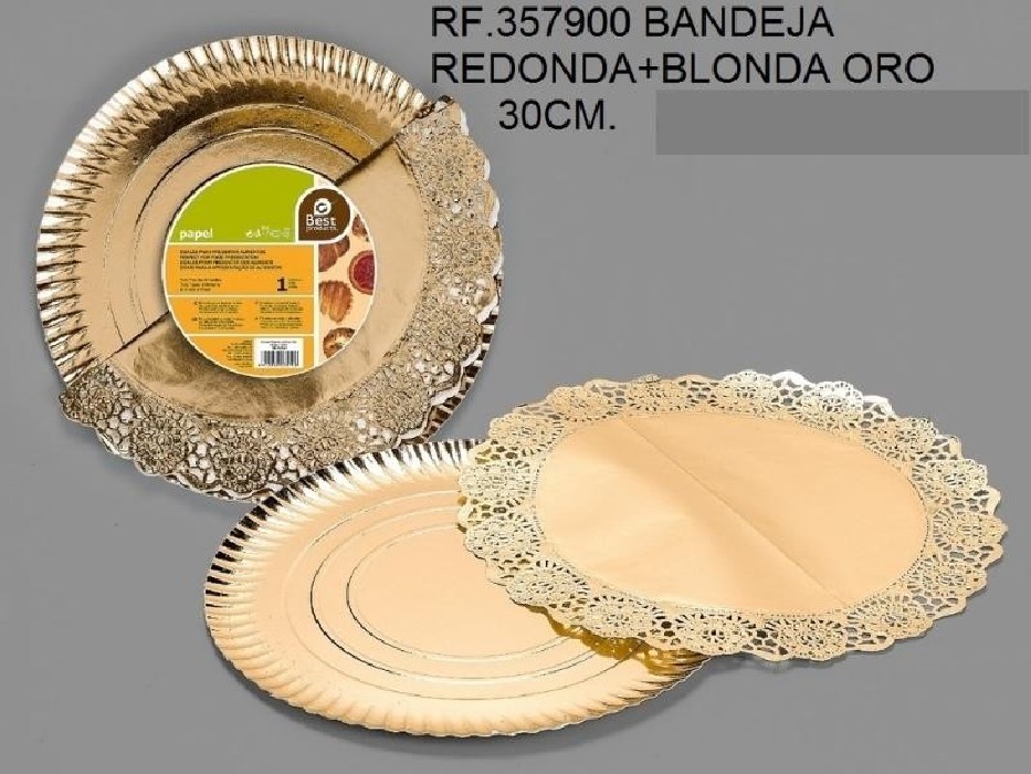 BANDEJA REDONDA+BLONDA ORO 30CM 357900