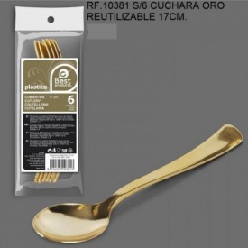 CUCHARAX6 ORO REUTILIZ.17cm...