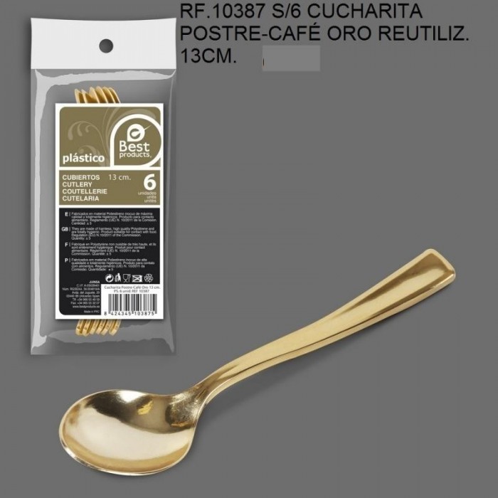 CUCHARA POSTRE-CAFÉX6 ORO REUT.13cm...