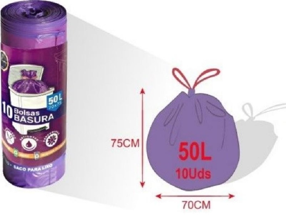 B.BASURA 50L AUTOCIERR.70X75 LILA...