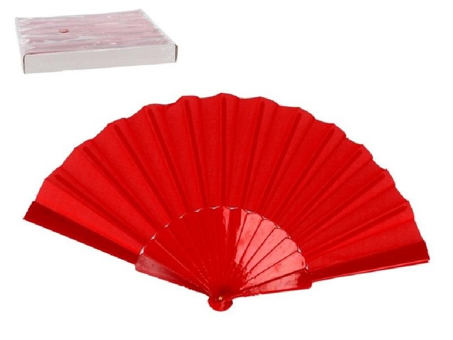 ABANICO PLASTICO ROJO 23CM