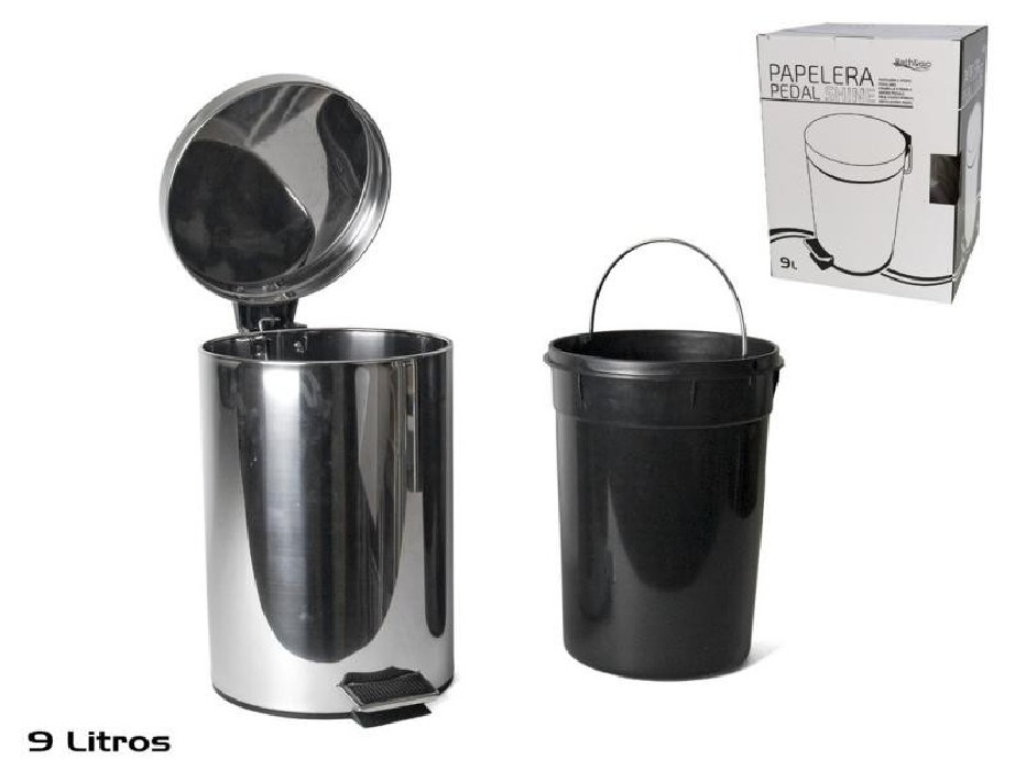 PAPELERA PEDAL INOX 9L