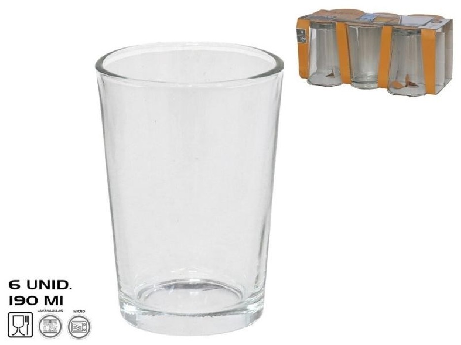 SET 6 VASOS PLAIN 190ML