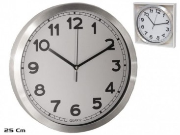 RELOJ PARED MASSIMO 25CM PLATA