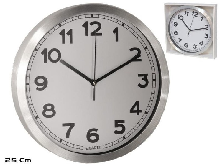 RELOJ PARED MASSIMO 25CM PLATA