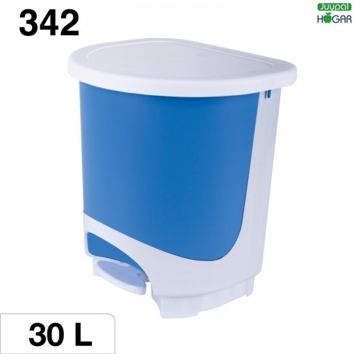 PAPELERA PEDAL 30L BCO/AZUL  05342