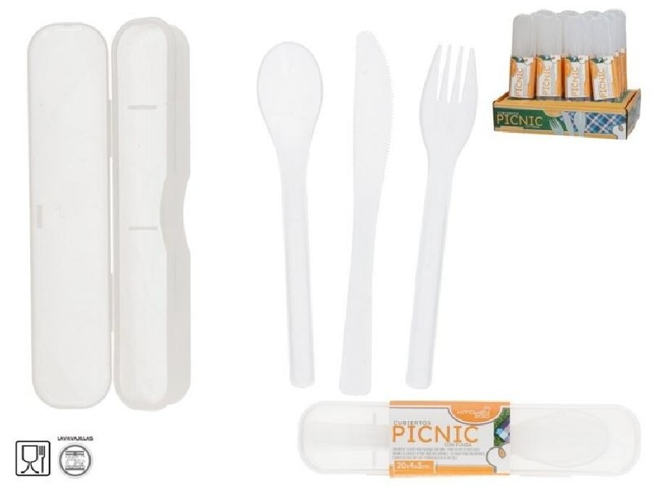 SET CUBIERTOS PICNIC C/FUNDA 20x4,5x3
