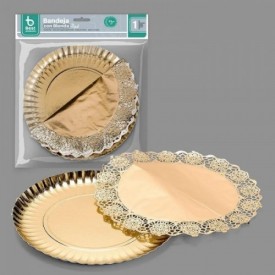 BANDEJA REDONDA+BLONDA ORO...