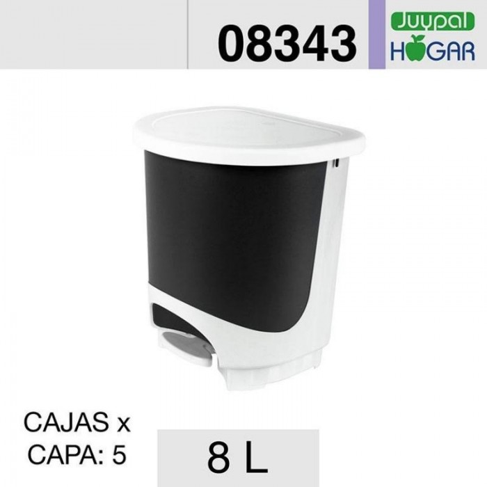 CUBO BAÑO PEDAL 8L BCO/NEGRO 08343