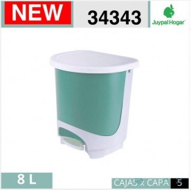 PAPELERA PEDAL 8L VERDE/BCO...