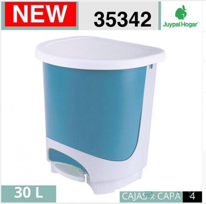 CUBO BASURA 30L AZUL/BCO 35342