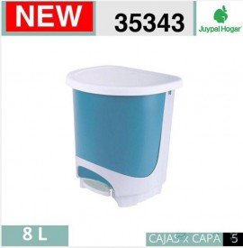 PAPELERA PEDAL 8L AZUL/BCO...