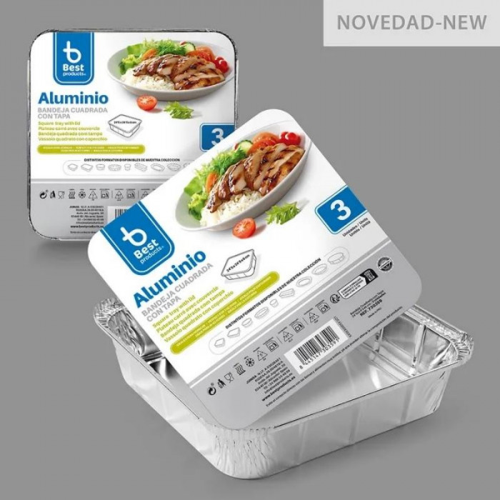 BANDEJA ALUMINIOX3 CUADR.+TAPA...