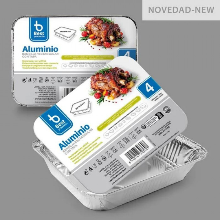 BANDEJA ALUMINIOX4 RECTANG+TAPA...