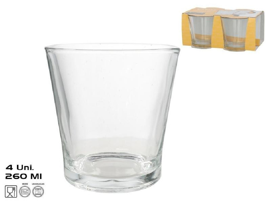 SET 4 VASOS PLAIN 260ML