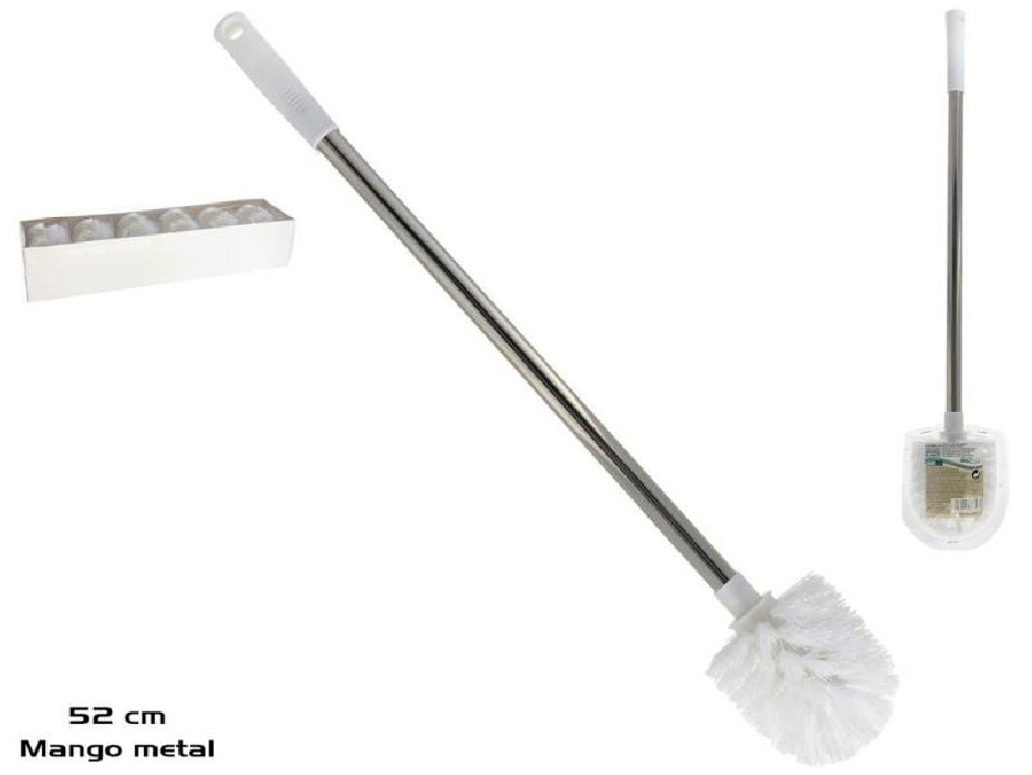 ESCOBILLA WC ACERO MANGO BCO.