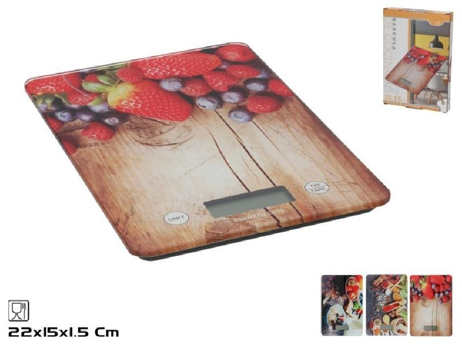 BASCULA COCINA 5KG CRISTAL 22X15X1,5 CM