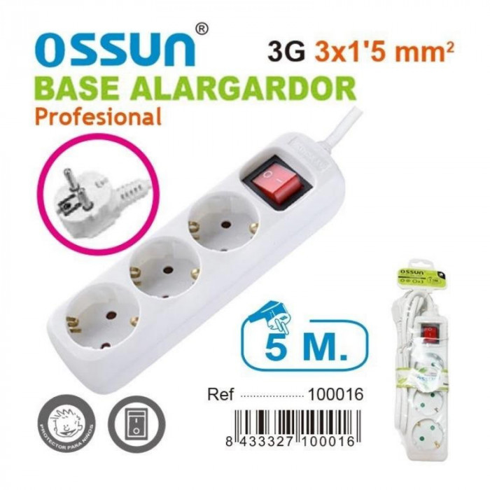 ALARGADOR C/INTERRUP. 5M 3 ENCHUFES...