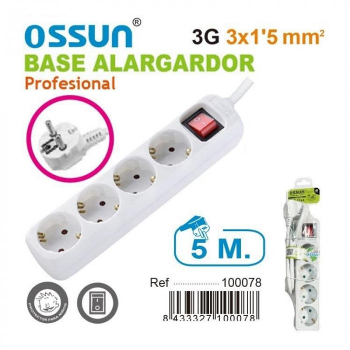 ALARGADOR C/INTERRUP. 5M 4 ENCHUFES...