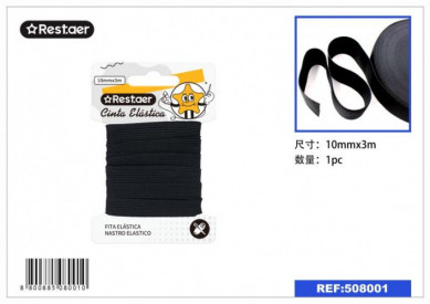 ELASTICO 10MMX3M NEGRO 508001