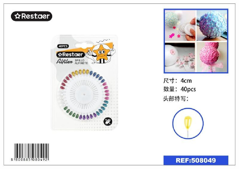 ALFILERES PERLA COLORES BLISTER 40UN...