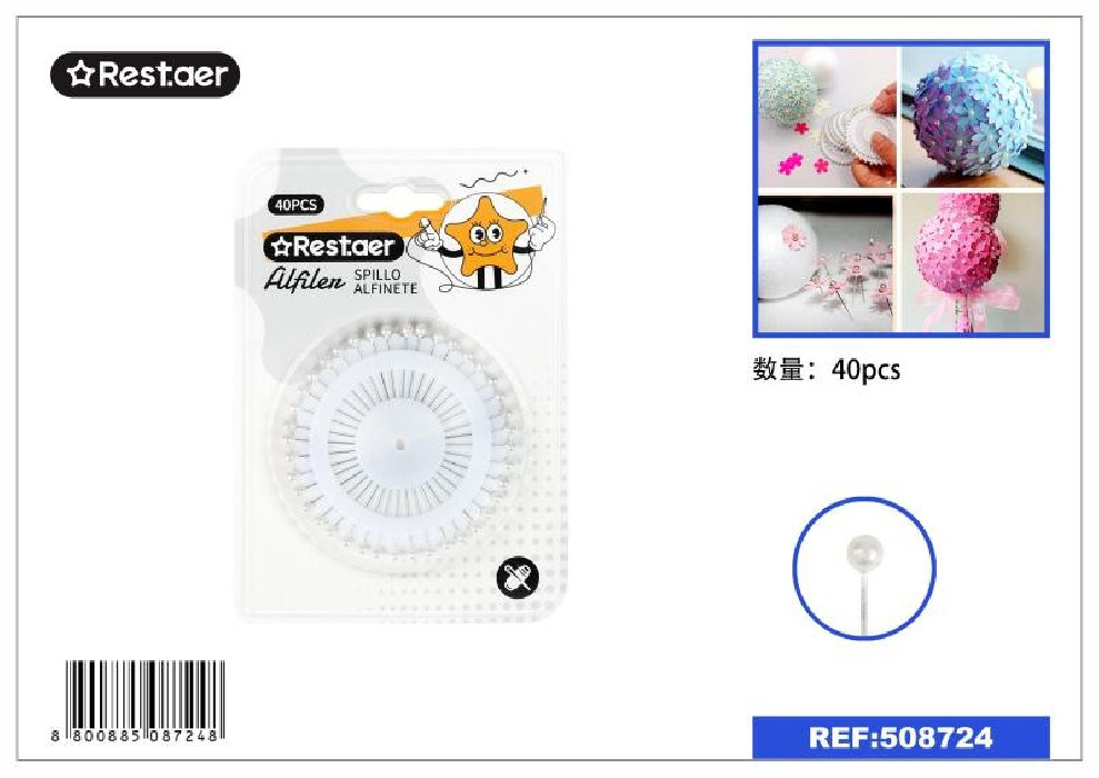 ALFILERES PERLA BCO. BLISTER 40UN 508724