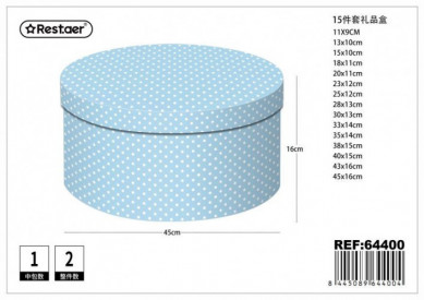 SET 15 CAJAS REDONDA TOPOS...