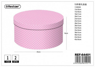 SET 15 CAJAS REDONDA TOPOS...