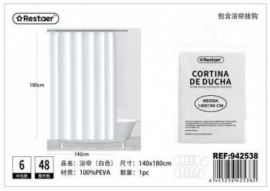 CORTINA BAÑO LISA140X180...