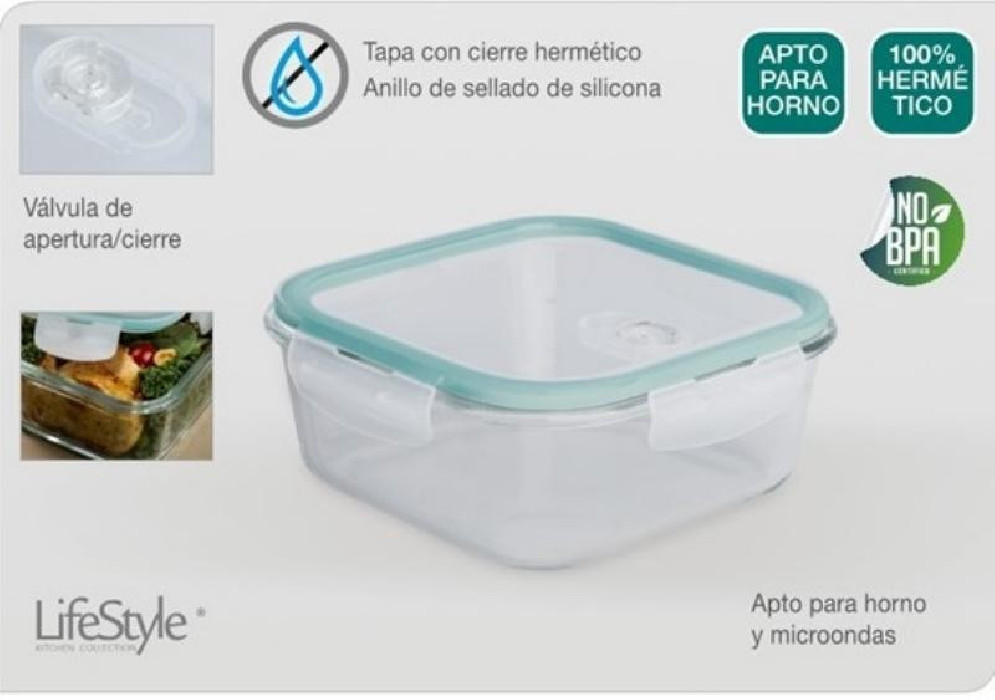 RECIPIENTE CUADRADO BOROSILICATO...