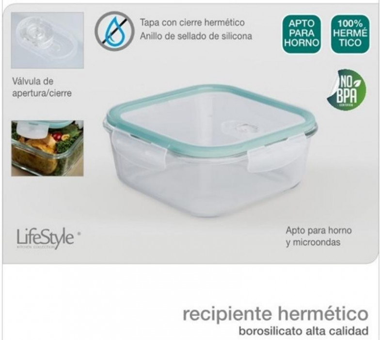 RECIPIENTE CUADRADO BOROSILICATO...