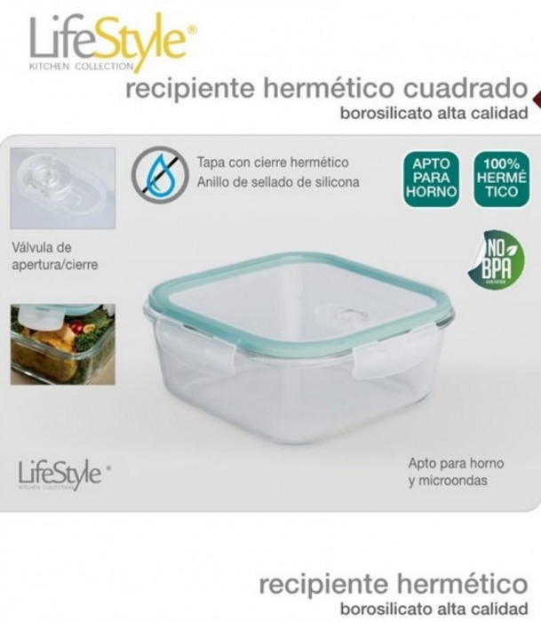 RECIPIENTE CUADRADO BOROSILICATO...