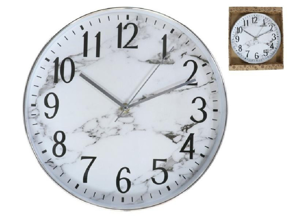 RELOJ PARED MARBLE PLATA 30.5CM