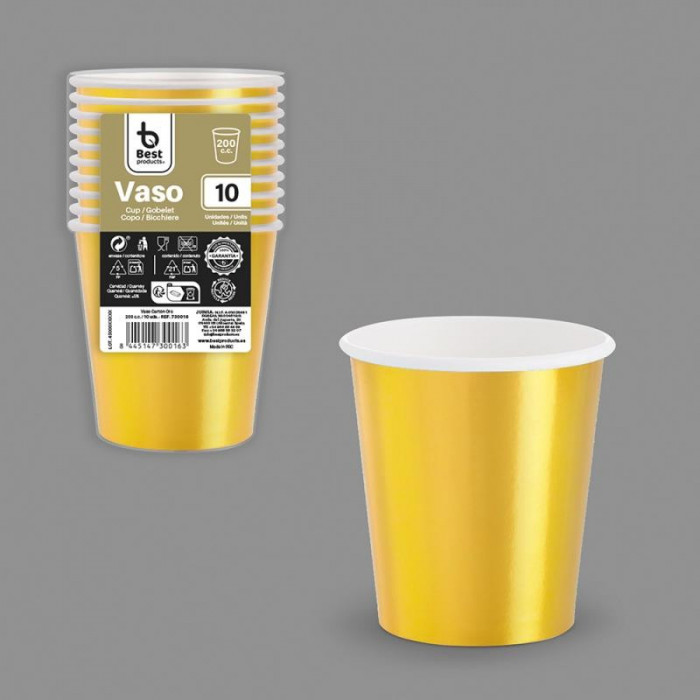 VASO CARTONX10 ORO 200CC 730016