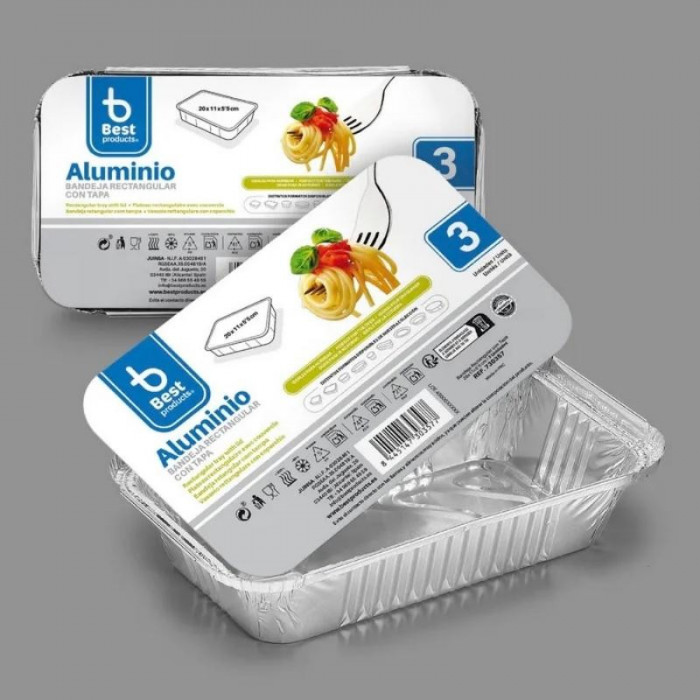 BANDEJA ALUMINIOX3 RECTANG.TAPA...